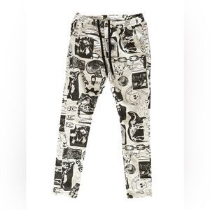 Urban Outfitters Unisex Graphic Pants XL Black Ivory Punk Rock Abstract Skull